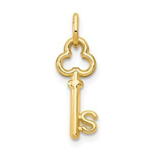 14k Yellow Gold, Hannah Collection, Mini Initial S Shamrock Key Charm